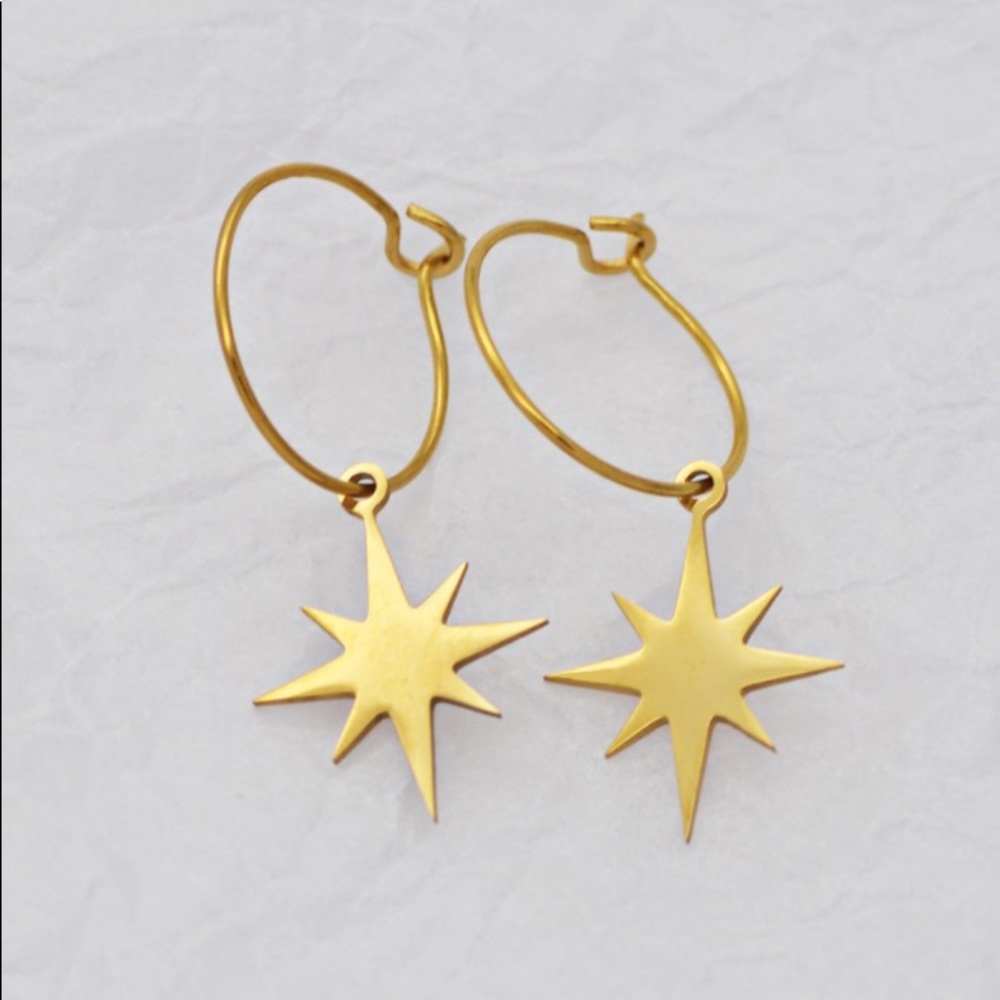 💙18K Goldplated Charm Hoops Earrings - Picture 4 of 14